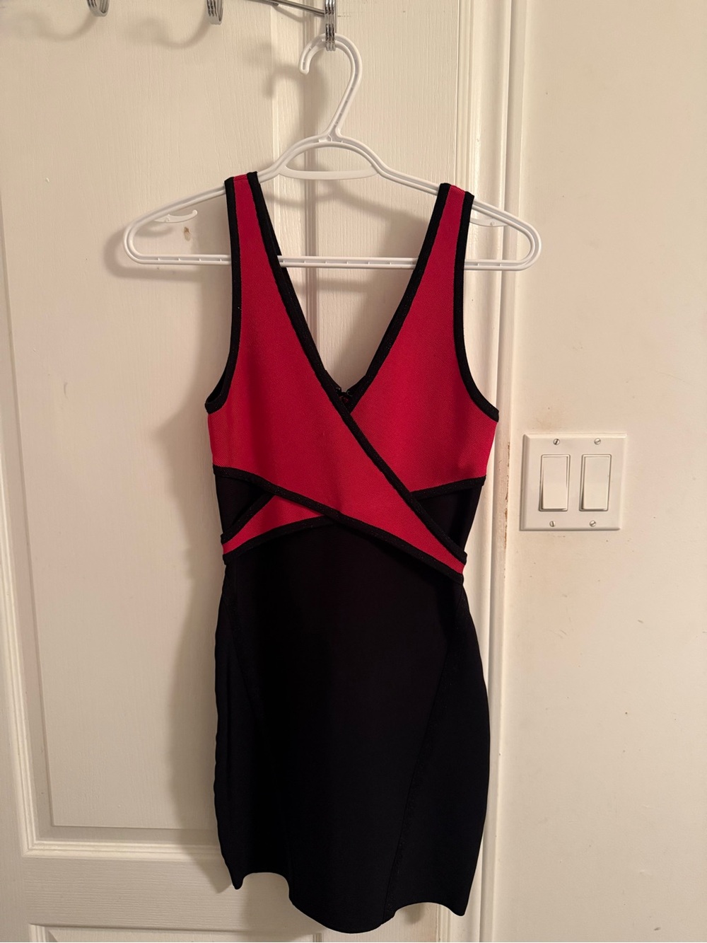 Marciano Pink and Black Criss Cross Bandage Mini Dress